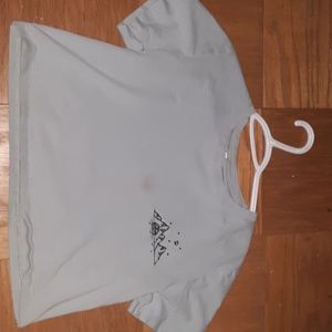 Murkey blue green cropped short sleeve T-shirt